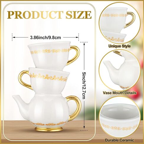 Tioncy Mini Teacup Bud Vase 5" Wonderland Tea Party Decorations Antique Vintage Kitchen Decor Whimsy Ceramic Vase Tea Party Favor for Wedding Gift Birthday Bridal Showers Home(1 Pcs) in Saudi Arabia