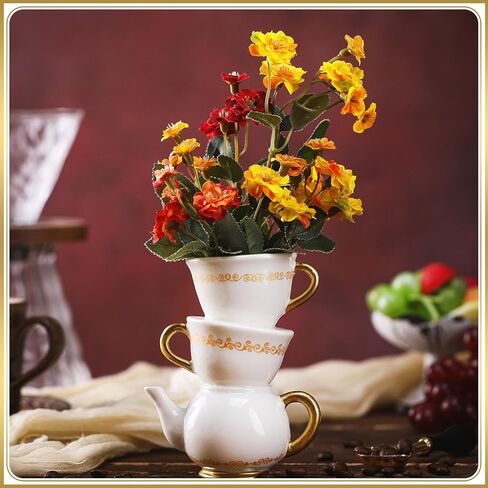 Tioncy Mini Teacup Bud Vase 5" Wonderland Tea Party Decorations Antique Vintage Kitchen Decor Whimsy Ceramic Vase Tea Party Favor for Wedding Gift Birthday Bridal Showers Home(1 Pcs) in Saudi Arabia