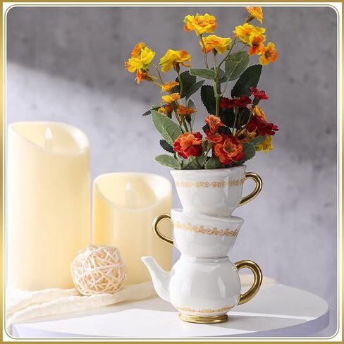 Tioncy Mini Teacup Bud Vase 5" Wonderland Tea Party Decorations Antique Vintage Kitchen Decor Whimsy Ceramic Vase Tea Party Favor for Wedding Gift Birthday Bridal Showers Home(1 Pcs) in Saudi Arabia