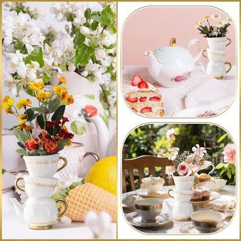 Tioncy Mini Teacup Bud Vase 5" Wonderland Tea Party Decorations Antique Vintage Kitchen Decor Whimsy Ceramic Vase Tea Party Favor for Wedding Gift Birthday Bridal Showers Home(1 Pcs) in Saudi Arabia