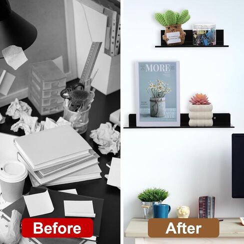 Floating Shelves for Wall Set of 3, Black Metal Wall Shelves for Bathroom 7.8/11.8/15.7 in, Modern Small Adhesive Shelf for Living Room, Bedroom, Office, Kitchen in Saudi Arabia