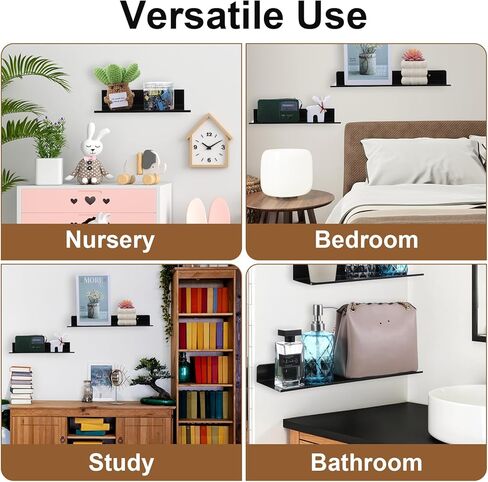 Floating Shelves for Wall Set of 3, Black Metal Wall Shelves for Bathroom 7.8/11.8/15.7 in, Modern Small Adhesive Shelf for Living Room, Bedroom, Office, Kitchen in Saudi Arabia