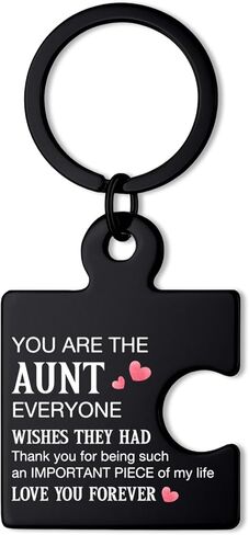 Aunt Gifts from Niece Nephew, Auntie Puzzle Keychain Birthday Mothers Day Christmas Gifts for Aunts Aunties, Best Aunt Ever Gift - Black in Kuwait