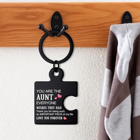 Aunt Gifts from Niece Nephew, Auntie Puzzle Keychain Birthday Mothers Day Christmas Gifts for Aunts Aunties, Best Aunt Ever Gift - Black in Kuwait