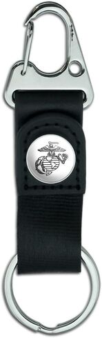 مشاة البحرية الأمريكية USMC أسود أبيض النسر غلوب مرساة شعار مرخصة رسميا سلسلة المفاتيح مع مشبك حزام من القماش الجلدي على حلقة تسلق in Kuwait