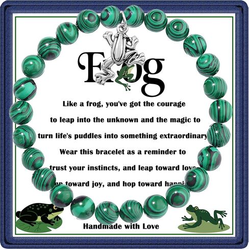 Natural Stone Beads Frog Bracelet for Women, Frog Lovers Gift, Cute Frog Jewelry Gift for Birthday Christmas Animal Lover in Saudi Arabia