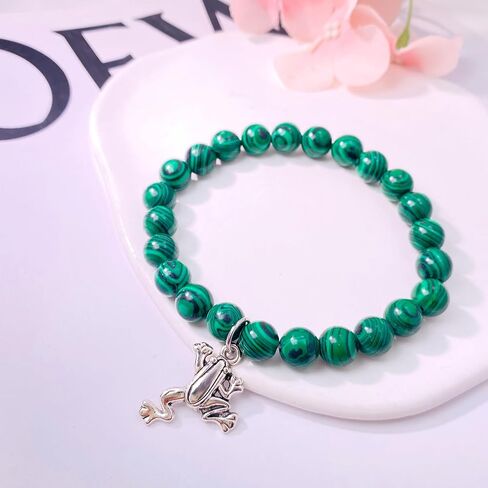 Natural Stone Beads Frog Bracelet for Women, Frog Lovers Gift, Cute Frog Jewelry Gift for Birthday Christmas Animal Lover in Saudi Arabia