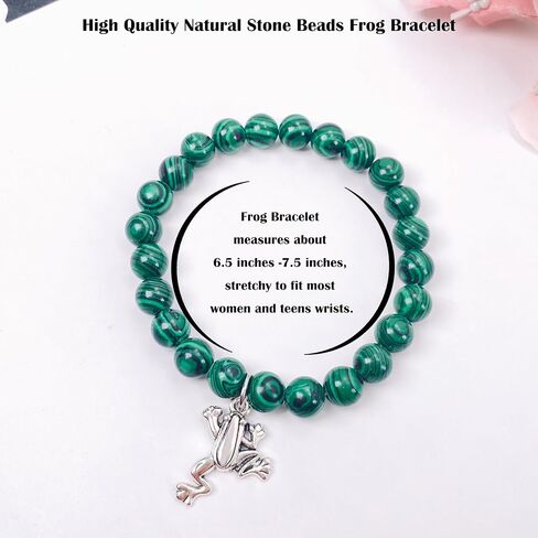 Natural Stone Beads Frog Bracelet for Women, Frog Lovers Gift, Cute Frog Jewelry Gift for Birthday Christmas Animal Lover in Saudi Arabia