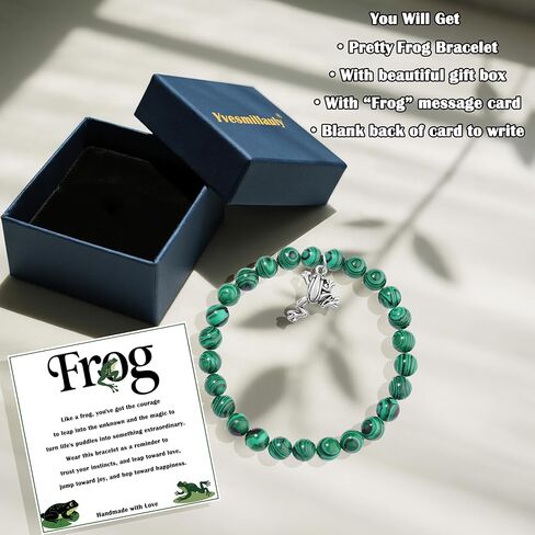 Natural Stone Beads Frog Bracelet for Women, Frog Lovers Gift, Cute Frog Jewelry Gift for Birthday Christmas Animal Lover in Saudi Arabia