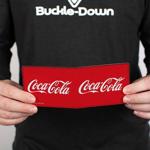 Buckle-Down The Coca-Cola Company Wallet, Bifold, Coca Cola Coke Script Logo Repeat Red White, Vegan Leather in Saudi Arabia