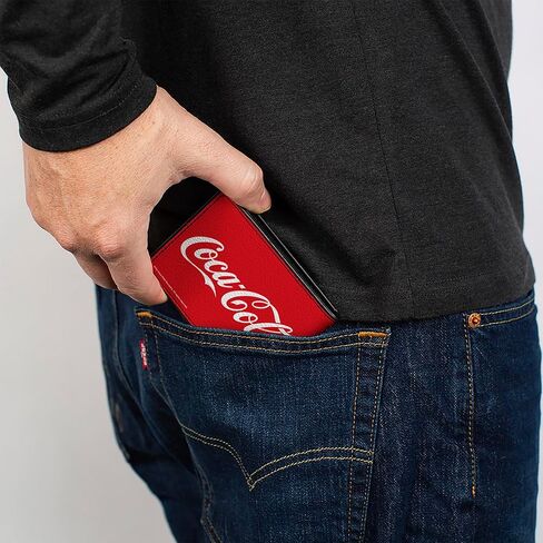 Buckle-Down The Coca-Cola Company Wallet, Bifold, Coca Cola Coke Script Logo Repeat Red White, Vegan Leather in Saudi Arabia