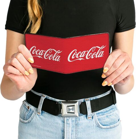 Buckle-Down The Coca-Cola Company Wallet, Bifold, Coca Cola Coke Script Logo Repeat Red White, Vegan Leather in Saudi Arabia