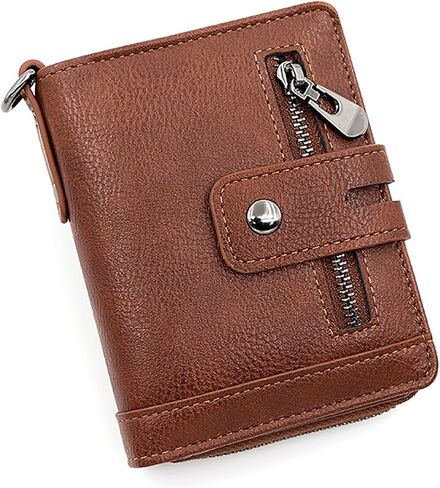 Men's Zipper Wallet, Retro Bifold Multi-Function PU Leather Bill Wallet with Coin Pocket, Credit Card Holder, 7 Card Slots,Large Capacityn,Green in Saudi Arabia