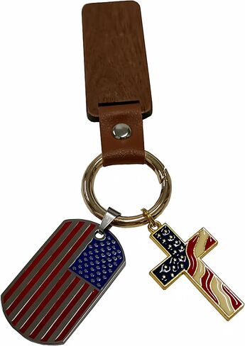 American Flag Keychain Patriotic US Keyrings Souvenir Gifts for 4th of July Labor Day and Veterans Day Festivities Cross Keychains gift man in Saudi Arabia