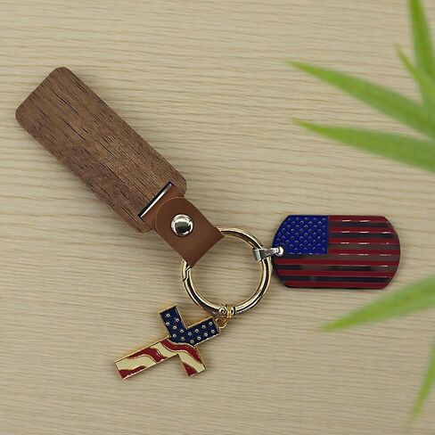 American Flag Keychain Patriotic US Keyrings Souvenir Gifts for 4th of July Labor Day and Veterans Day Festivities Cross Keychains gift man in Saudi Arabia