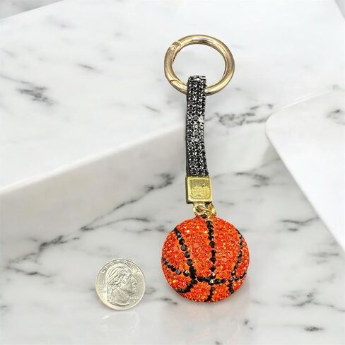 Rhinestone Embellished Basketball Keychain, Key Ring, Bagcharm, Pendant, Sports Lover, Prize, Team Souvenir - Handmade in Saudi Arabia