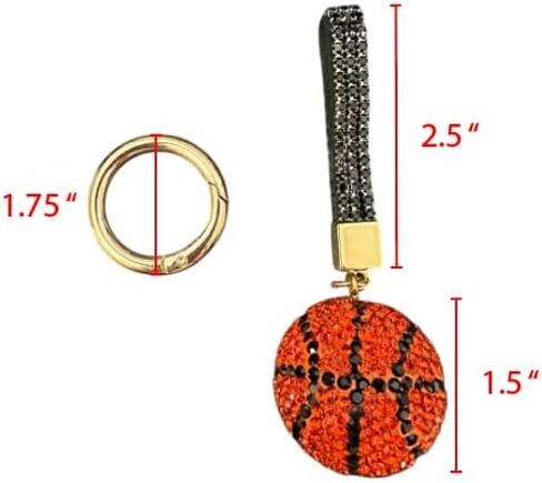 Rhinestone Embellished Basketball Keychain, Key Ring, Bagcharm, Pendant, Sports Lover, Prize, Team Souvenir - Handmade in Saudi Arabia