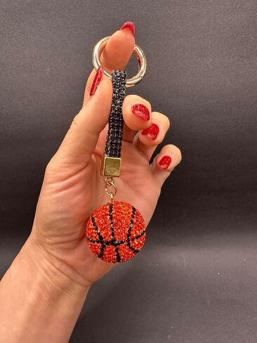 Rhinestone Embellished Basketball Keychain, Key Ring, Bagcharm, Pendant, Sports Lover, Prize, Team Souvenir - Handmade in Saudi Arabia
