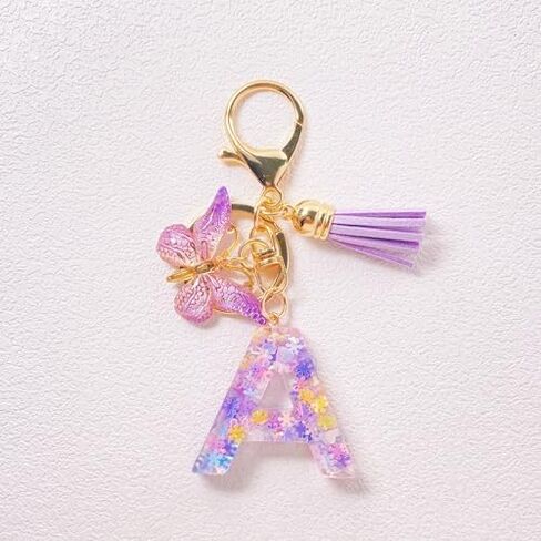 Key Chain for Men Women Letter Keychain Butterfly Charm Cute Key Ring Bag Backpack Car Charm Accessory Gifts in Saudi Arabia
