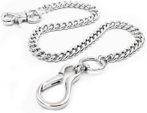 Big clasp Heavy wallet chain Thick Curb Cuban Biker Key Jean Chain SJ47 (Silver) in Saudi Arabia