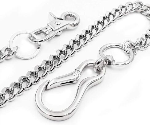 Big clasp Heavy wallet chain Thick Curb Cuban Biker Key Jean Chain SJ47 (Silver) in Saudi Arabia