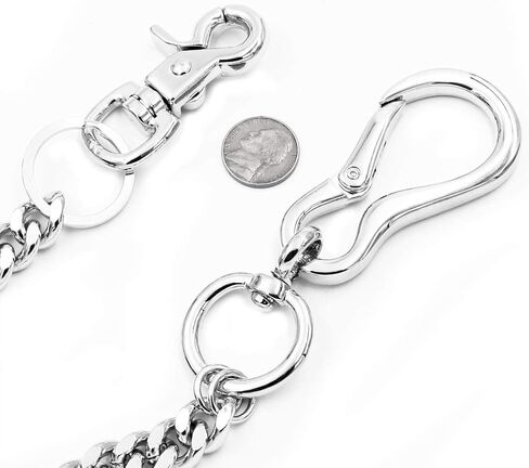 Big clasp Heavy wallet chain Thick Curb Cuban Biker Key Jean Chain SJ47 (Silver) in Saudi Arabia