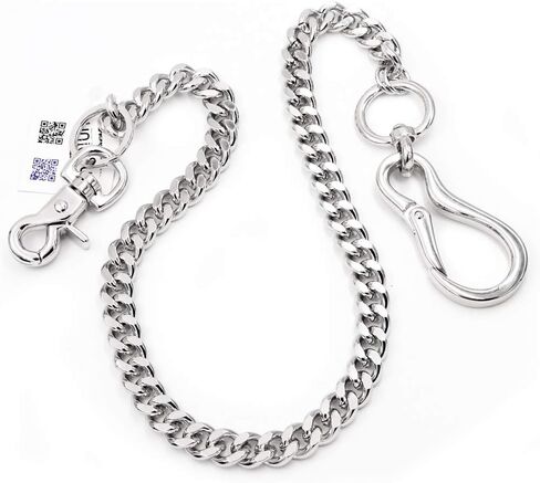 Big clasp Heavy wallet chain Thick Curb Cuban Biker Key Jean Chain SJ47 (Silver) in Saudi Arabia