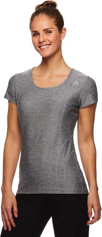 Reebok Womens Fitted Marled Basic T-Shirt, Grey, X-Large in Saudi Arabia
