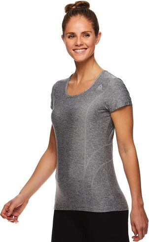 Reebok Womens Fitted Marled Basic T-Shirt, Grey, X-Large in Saudi Arabia