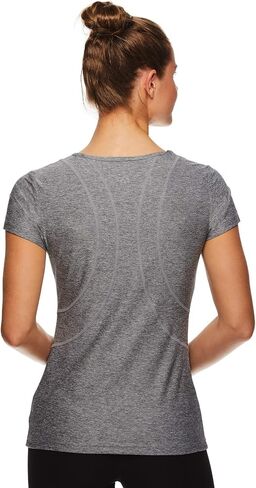 Reebok Womens Fitted Marled Basic T-Shirt, Grey, X-Large in Saudi Arabia