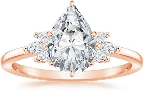 2.90 Ctw Pear Cut White Diamond Engagement Wedding Anniversary Ring 14k Rose Gold Finish in Saudi Arabia