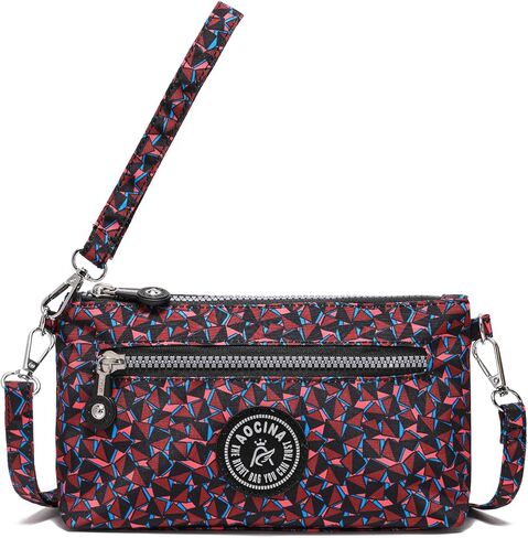 Aocina RFID محفظة معصم مطبوعة للنساء ، محفظة كروسة صغيرة ، حقيبة قابض من النايلون مع فتحات البطاقة والجيوب المتعددة in Kuwait