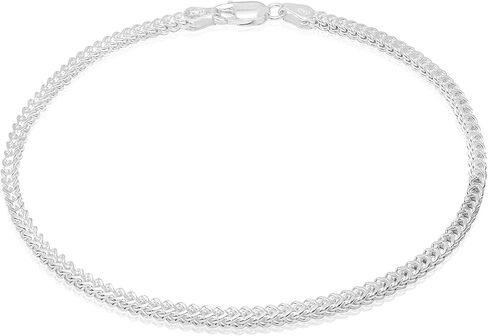 Honolulu Jewelry Company Solid Sterling Silver 2.5mm 4mm or 4.5mm Franco Chain Necklace or Bracelet For Men Lobster Clasp Made in Italy, 7.5" - 28" in Saudi Arabia