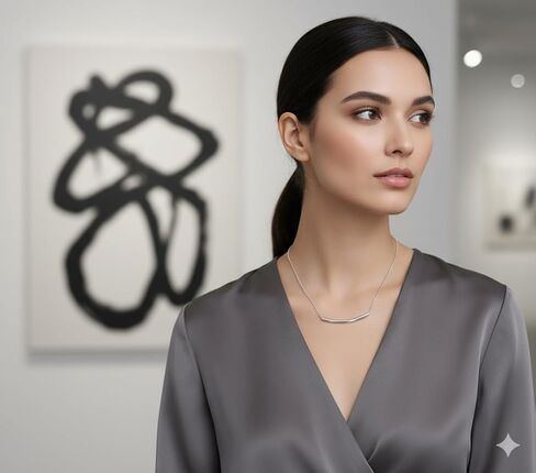 Sterling Silver Bar Necklace for Women, Simple Balance Long Tube Bar Pendant, Delicate Dainty Chunky Sparkling Jewelry, Fashion Gift Set with Box & Ribbon in Kuwait