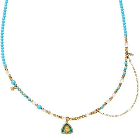 Turquoise Jewelry for Women, turquoise necklace, Colorful beaded Necklace, 14K Gold, Chinese-Style Necklace in Saudi Arabia