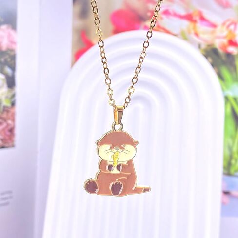 Otter Necklace Jewelry Gifts for Women - Cute Otter Christmas gifts, Adjustable Chain for Animal Lovers,Mom,BFFs,GF,Sister in Kuwait