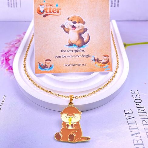 Otter Necklace Jewelry Gifts for Women - Cute Otter Christmas gifts, Adjustable Chain for Animal Lovers,Mom,BFFs,GF,Sister in Kuwait
