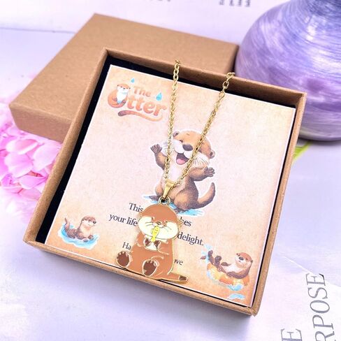 Otter Necklace Jewelry Gifts for Women - Cute Otter Christmas gifts, Adjustable Chain for Animal Lovers,Mom,BFFs,GF,Sister in Kuwait