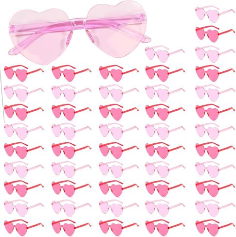 YQVIE 20 Pack Heart Shaped Sunglasses One Piece Candy Color Rimless Glasses for Women Bachelorette Party Supplies in Kuwait