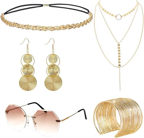 Vivrerizo 70s Disco Accessories for Women - Vintage 70s Accessories Set for Halloween Disco Costume Party Cosplay in Saudi Arabia