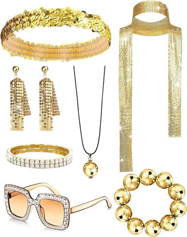 Vivrerizo 70s Disco Accessories for Women - Vintage 70s Accessories Set for Halloween Disco Costume Party Cosplay in Kuwait