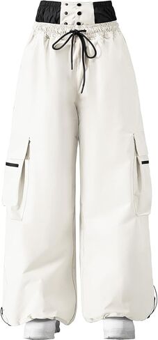 HOTIAN Womens Men Baggy Snowboard Pants Insulated Winterproof Waterproof Loose Ski Snow Pants Outdoor in Kuwait