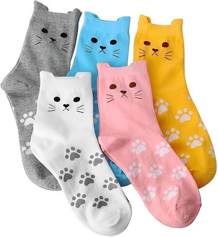 5 Pairs of Cute Animal Socks for Women, Girls, Funny Gifts in Saudi Arabia