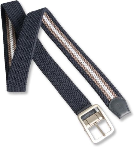 Golf Belts for Men - Reversible Braided Belt for Jeans, Pants and Slacks, Gifts for Him (Black/Blue Stripes) in Saudi Arabia