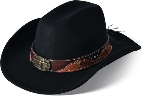 Wide Brim Cowgirl Hat Men Large Wide Brim Cowboy Hats for Women with Buckle Belt Classic Cowboy Outfits in Kuwait