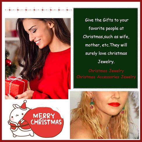 Christmas Jewelry for Women Christmas Jingle Bell Necklace Bracelet Earrings Set Holiday Pendant Necklace for Women Christmas Stocking Stuffers Gifts in Saudi Arabia