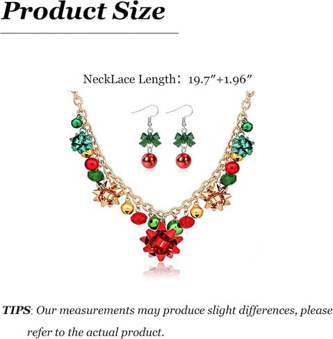 Christmas Jewelry for Women Christmas Jingle Bell Necklace Bracelet Earrings Set Holiday Pendant Necklace for Women Christmas Stocking Stuffers Gifts in Saudi Arabia