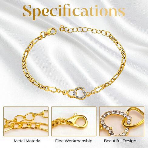 Gold-Plated Heart Crystal Jewelry Set for Women – Necklace, Bracelet & Earrings with Rhinestone Accents – Elegant Gift for Wedding, Party, Anniversary in Saudi Arabia