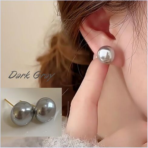 Women's Three Pieces Pearl Earrings Set, S925 Silver Beige Champagne Gray 0.47 Inch Pearl Jewelry Birthstone Gift in Saudi Arabia