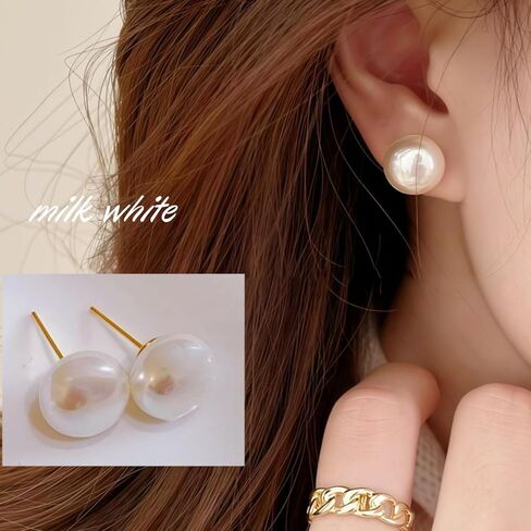 Women's Three Pieces Pearl Earrings Set, S925 Silver Beige Champagne Gray 0.47 Inch Pearl Jewelry Birthstone Gift in Saudi Arabia